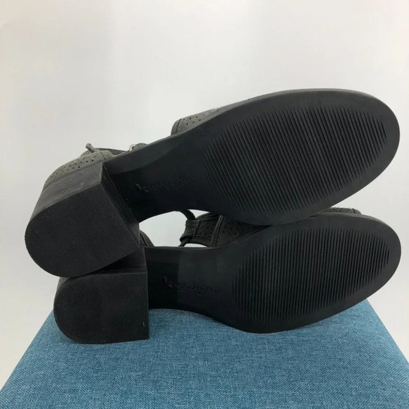 Koolaburra By UGG Grey Ashlyn Perforated Suede Heeled Sandals Amphora size 11 - Picture 5 of 16